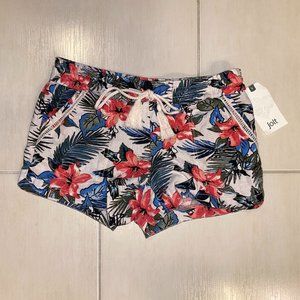 Jolt Linen Short - Ivory Multi Floral Palm Pattern